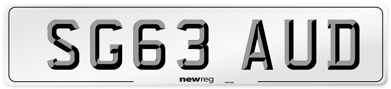 SG63 AUD Number Plate from New Reg